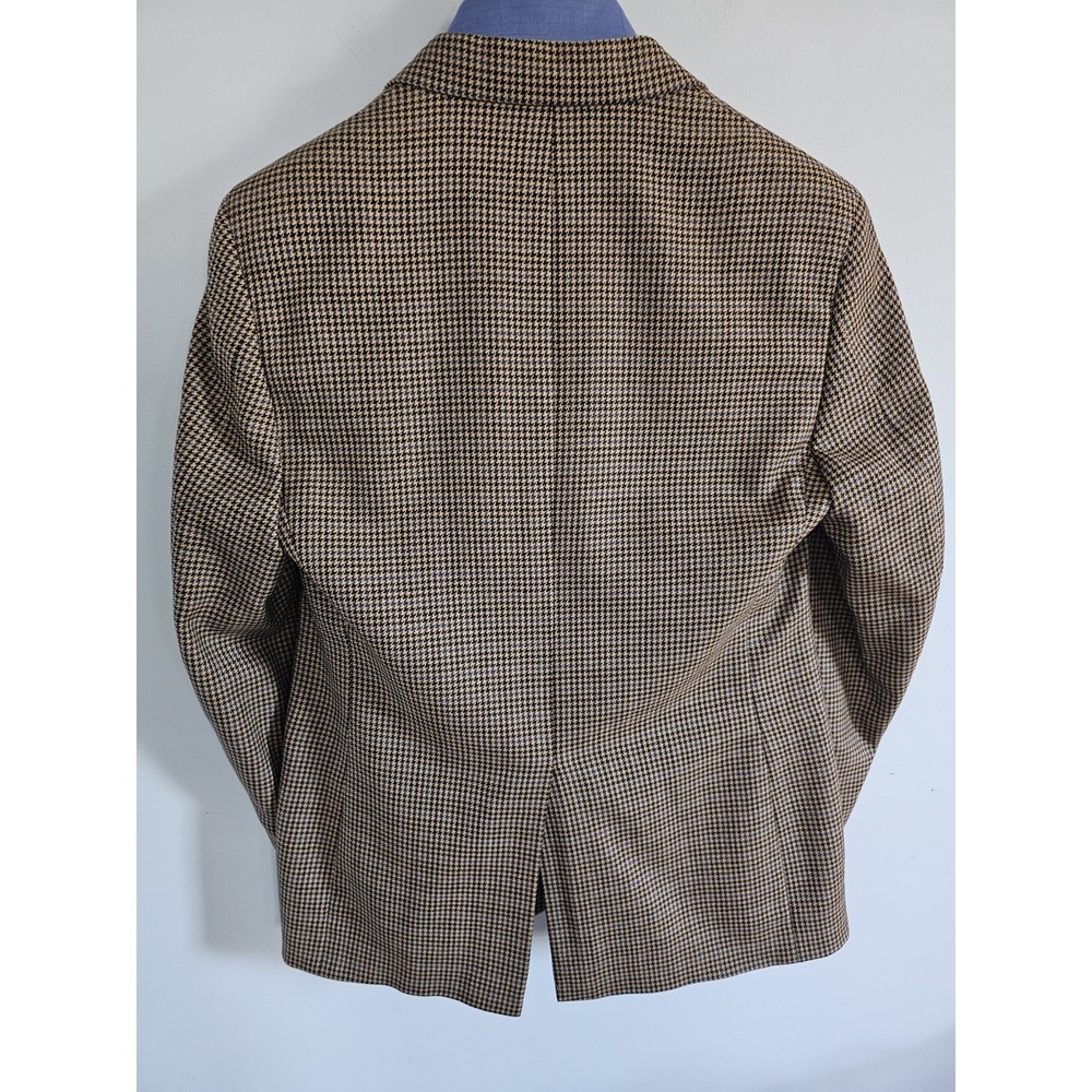 Brooks Brothers Blazer Jacket Wool Houndstooth Tan Blue - Picture 4 of 4